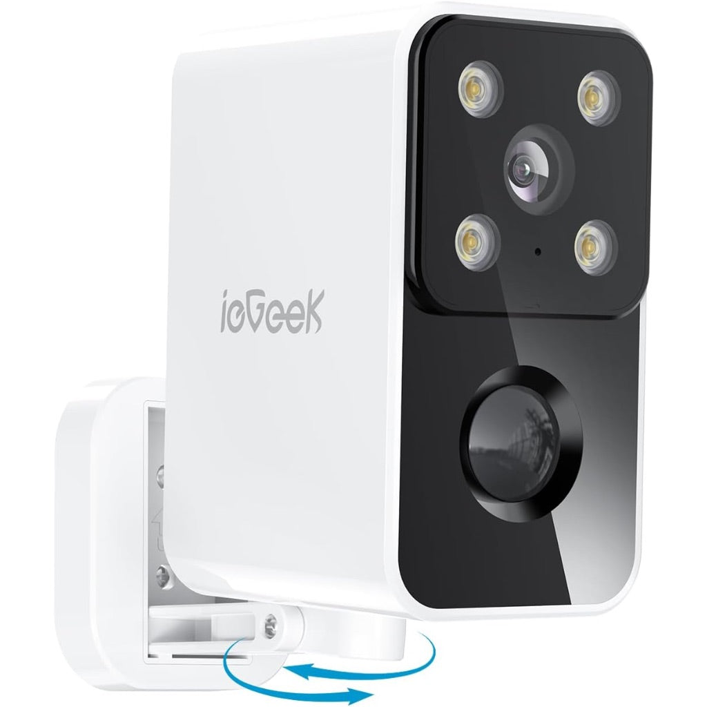 ieGeek Wireless Outdoor Security Camera, Pan Rotating 180°, 2.4G Wi-Fi with 2K Color Night Vision