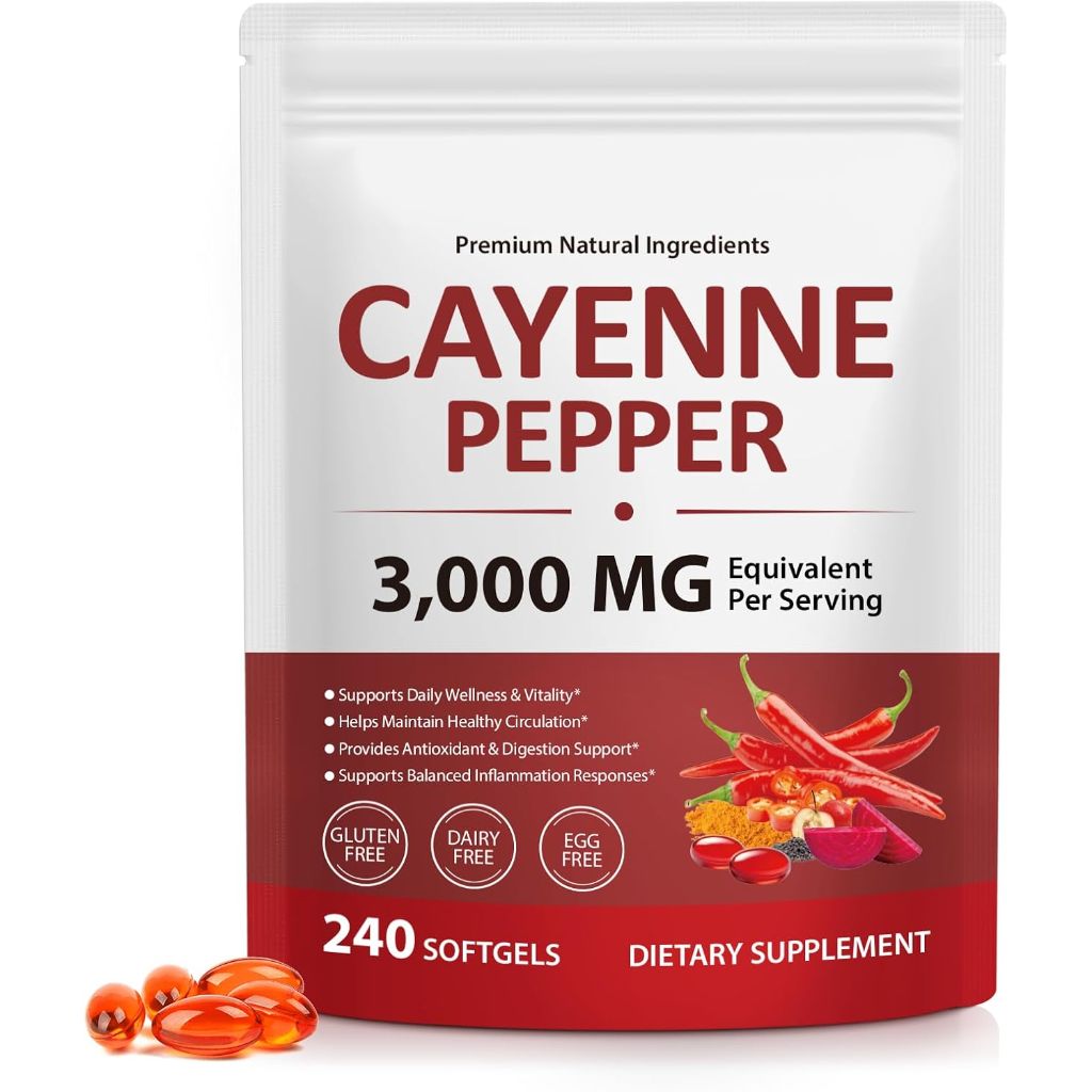 Premium Cayenne Pepper Capsules with Turmeric Curcumin & Beet Root Extract | (240 Count)