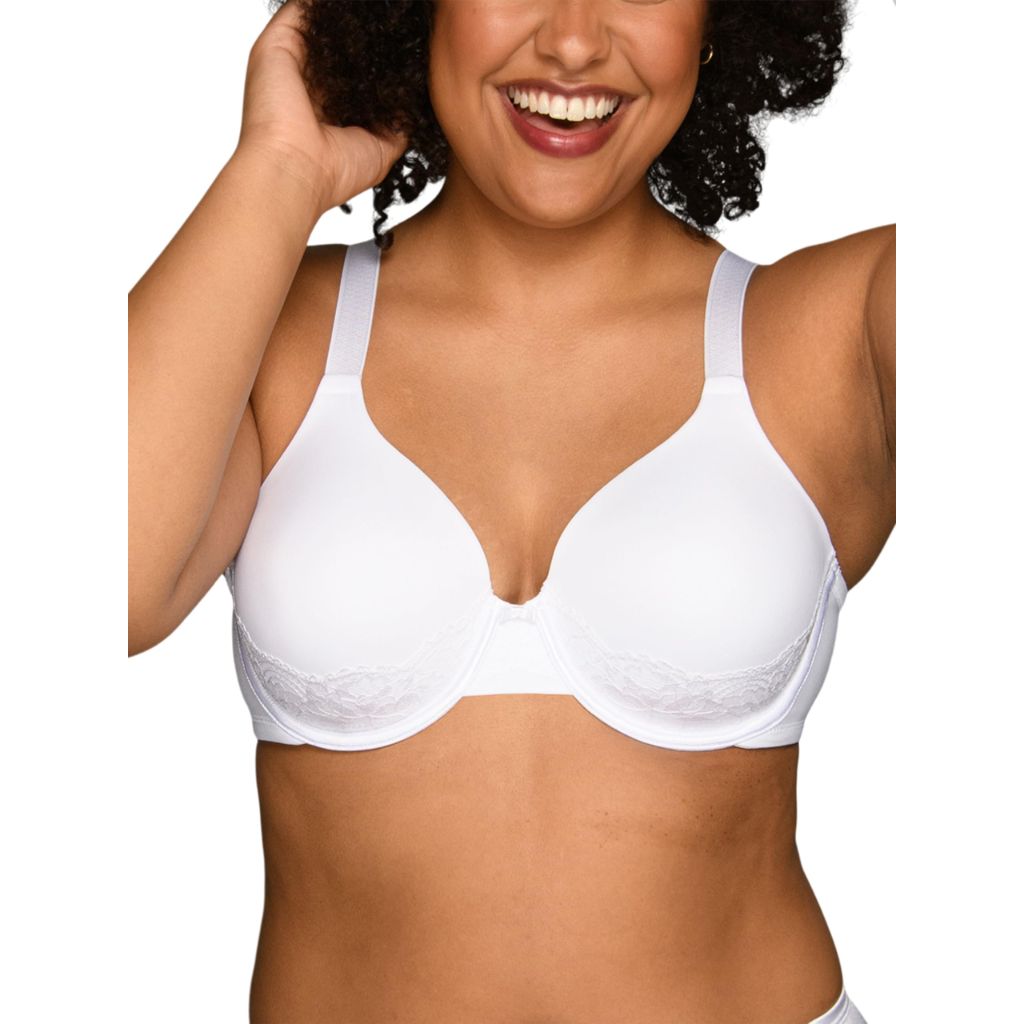 Vanity Fair Womens Full Figure Beauty Back Smoothing With Lace, 4-way Stretch Fabric, Lightly Lined Cups Up To Dd Bra, White, 38C US