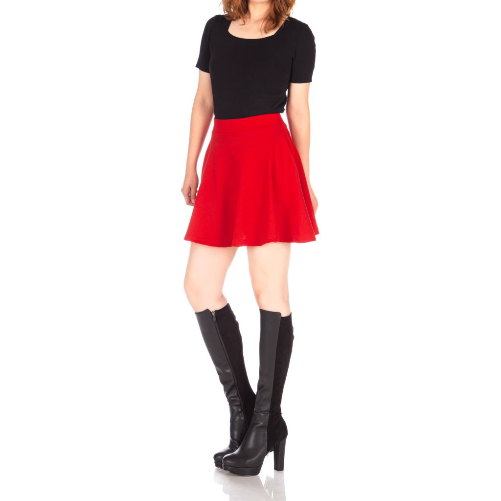 Dani's Choice Stretchy Cotton High Waist A-line Mini Skirt - Red S