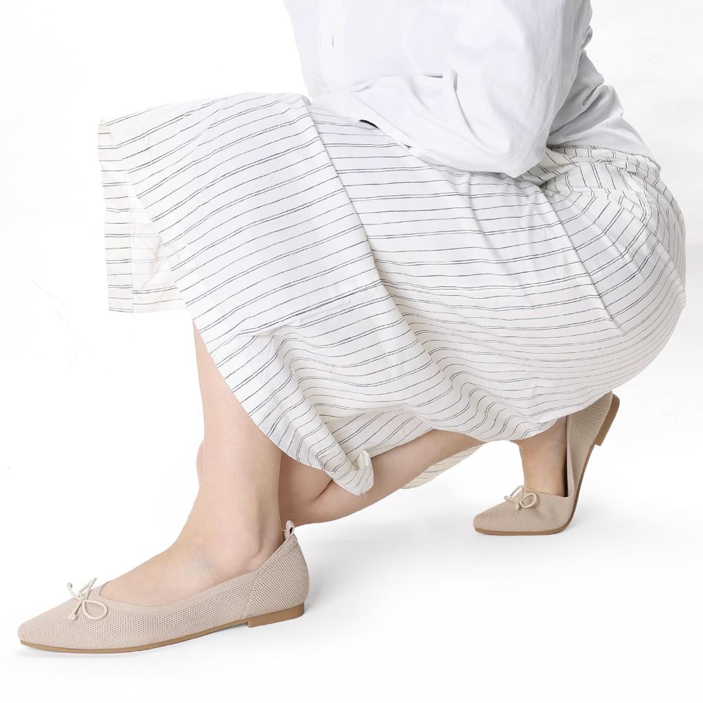 Ankis Ballet Flats Shoes for Women Dressy Comfortable, Pointed Toe Casual Work Flats for Women Foldable Beige