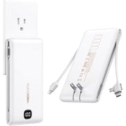VEEKTOMX Portable Charger with Built in Cables 22.5W 10000mAh - White