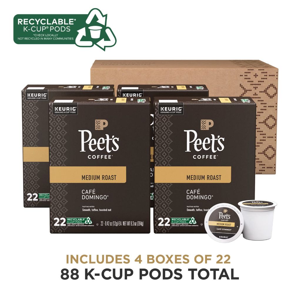 Peet's Coffee Café Domingo Medium Roast Keurig K-Cup Coffee Pods, 88ct