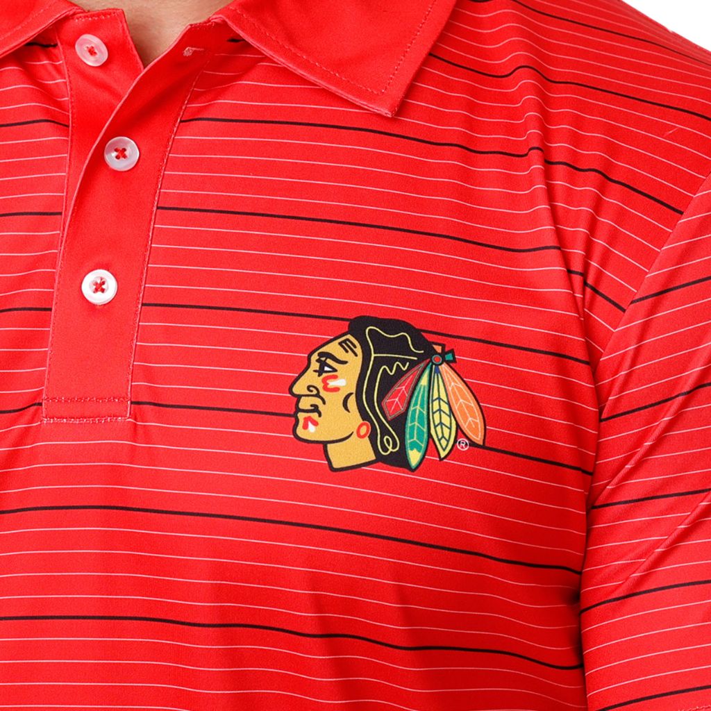 FOCO Chicago Blackhawks NHL Mens Striped Polyester Polo - XXL