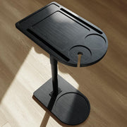 YUHFERA 360° Rotatable Sofa Tray Table for Couch Arm (Black, Arc）