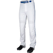 Rawlings | Semi-Relaxed Full Length Baseball Pant | Piped | Adult X Large | White/Royal