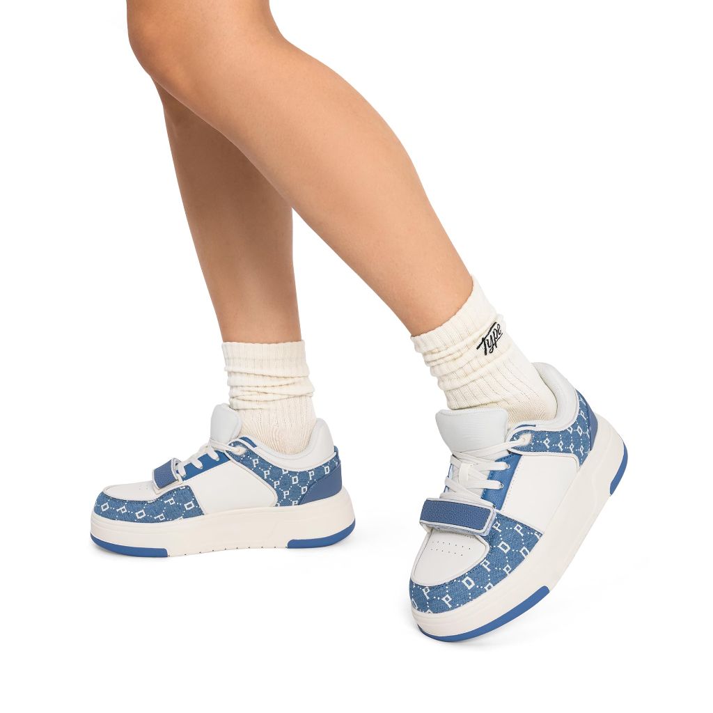 DREAM PAIRS Women Platform Chunky Sneakers, Size 7, White/Blue