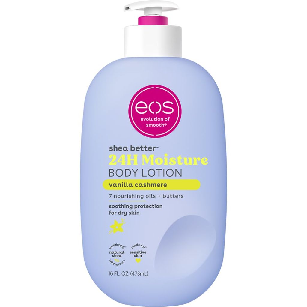 Eos Shea Better Body Lotion Vanilla Cashmere, 24-Hour Moisture Skin Care , 16 fl oz