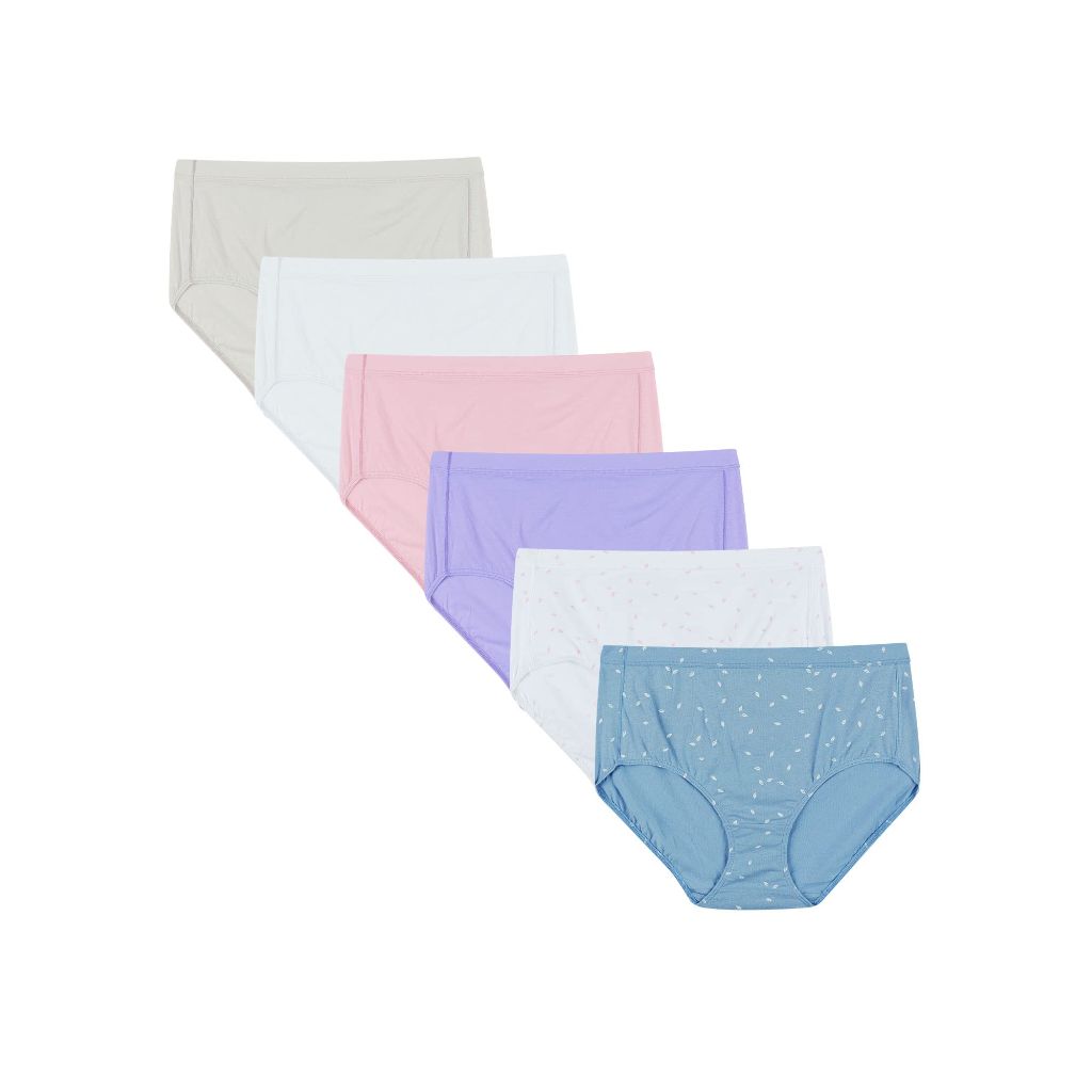 SZ 7, Hanes Womens Underwear Pack, Pure Comfort Organic Cotton Panties For Full Coverage Briefs, Solid/Print Mix