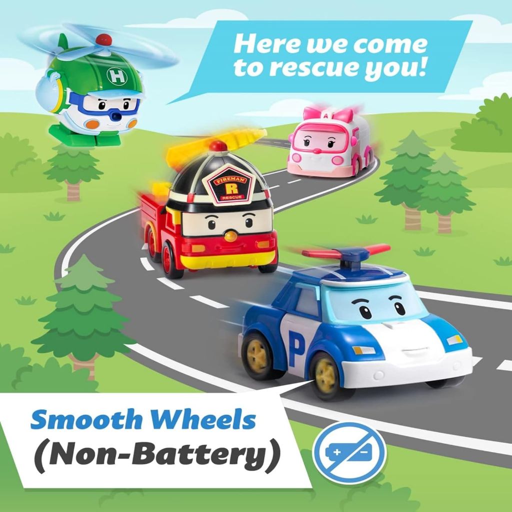 Robocar Poli 4" Transforming Robot - Helly Transforming Helicopter Action Rescue Toy Figure, STEM Educational Gift for Toddlers and Kids Age 1+ (Damaged Box)