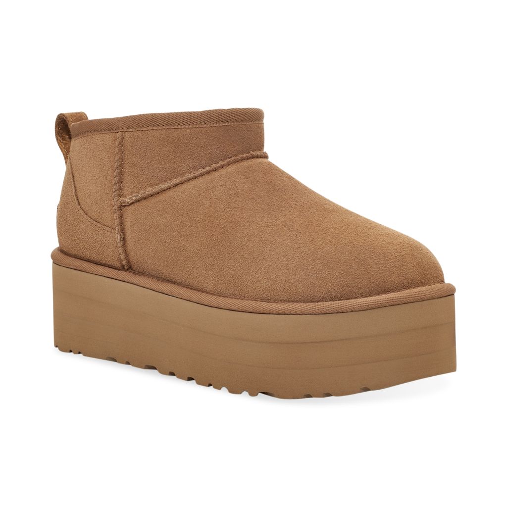 Ugg Women's Classic Ultra Mini Platform Booties - Tan Suede, Size 8