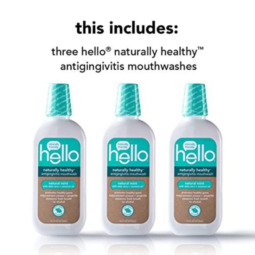 Hello Peace Out, Plaque Antigingivitis/Antiplaque Mouthwash - Natural Mint, 16 fl. oz. (3 Pack)