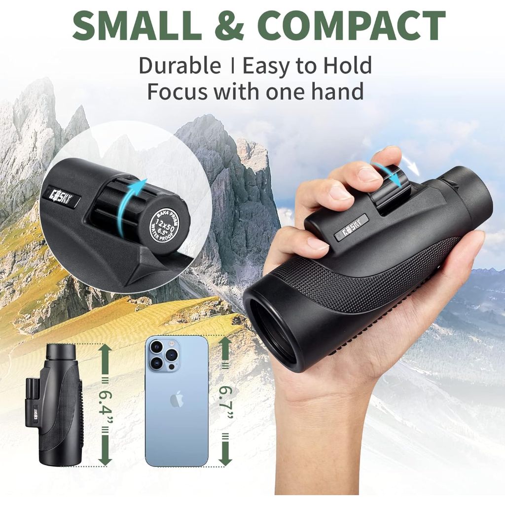 Gosky Titan 12X50 Monocular Telescope with Smartphone Holder