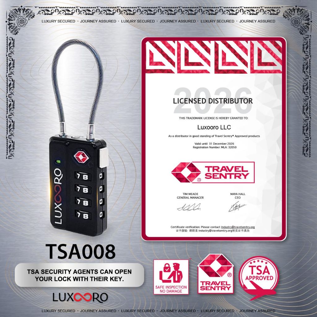 LUXOORO Tool-Less TSA Approved Luggage Lock with Alert Indicator, Black (2 Pack)