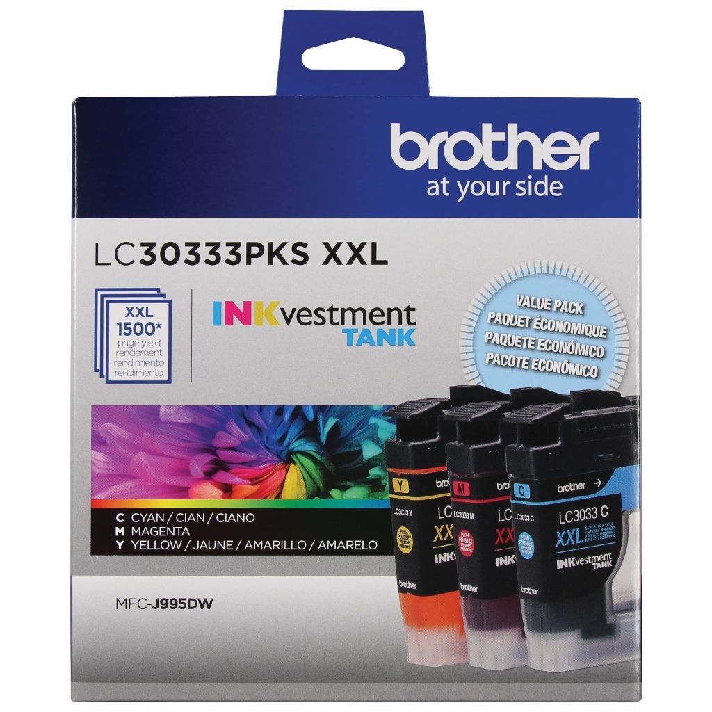 Brother Genuine 3-Pack; Includes 1 Cartridge each of Cyan, Magenta & Yellow, LC3033