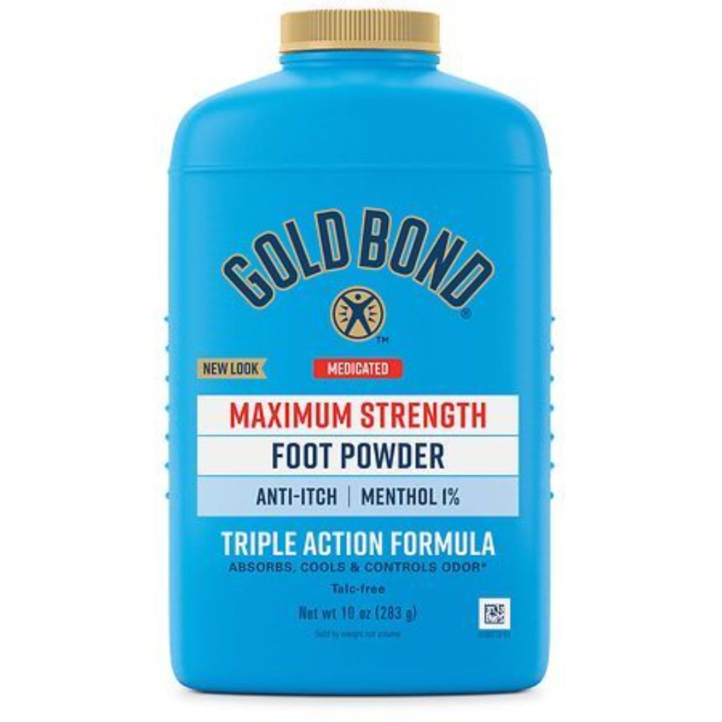 Gold Bond Max Strength Medicated Body Powder and Foot Powder, Talc-Free, 1% Menthol - 10 oz