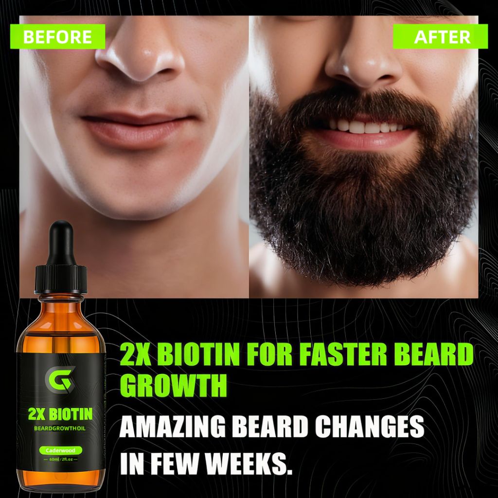 2X Biotin Beard Growth Oil for Men -2 fl.Oz(Cedar)
