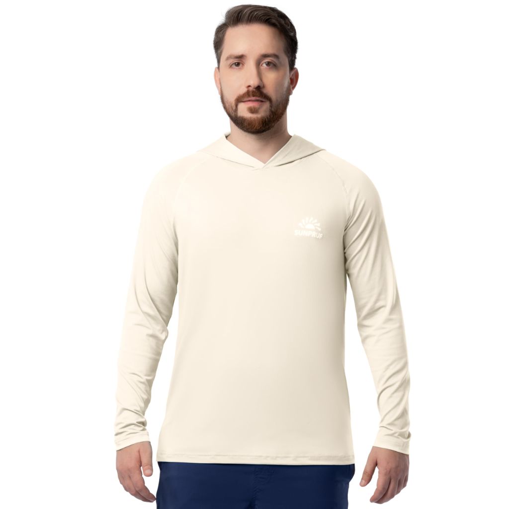 ColdPruf Men's Sunpruf Long Sleeve Performance Sun Protection UPF 30 Hooded Shirt, Sand Dune, LG