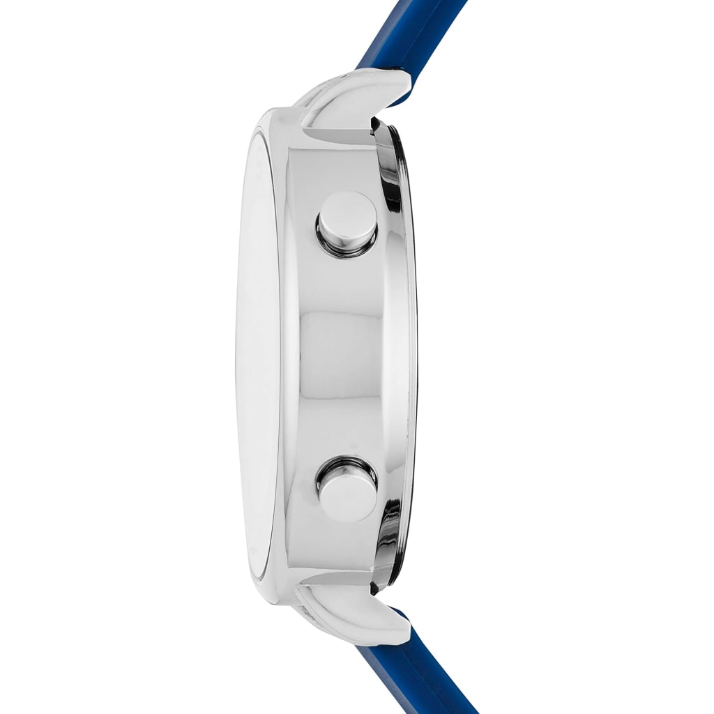 Skechers Women's Magnolia Chronograph Digital Watch, 40mm Silver Case, Blue Strap (SR6067)