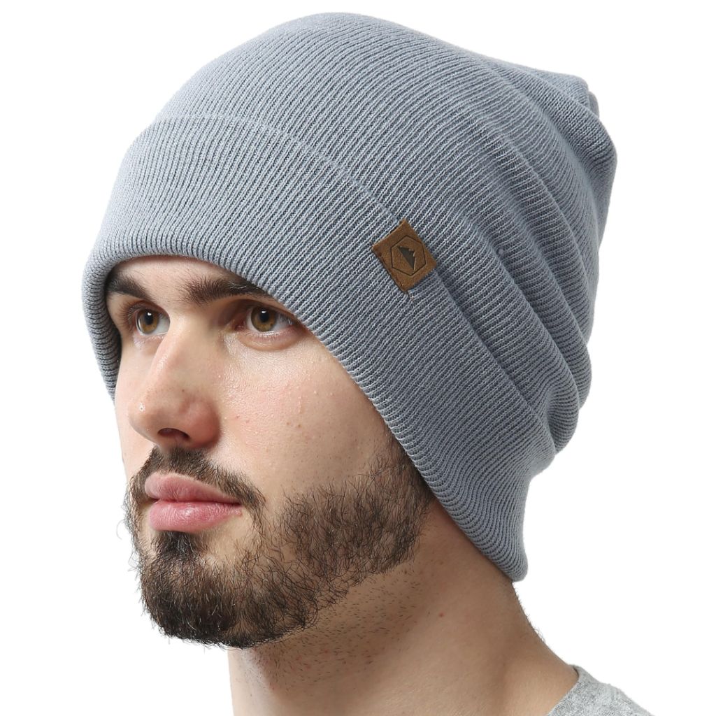 Tough Headwear Beanie Hat - Stretch-Fit Beanie for Men - Light Gray