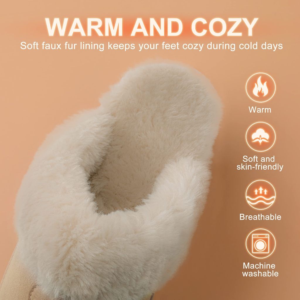 DREAM PAIRS Women's House Slippers Indoor Fuzzy Fluffy Furry Cozy Home Bedroom Comfy Winter Cute Warm Outdoor Shoes FuzzyEasy,Size 9,Sand,SOFIE-05