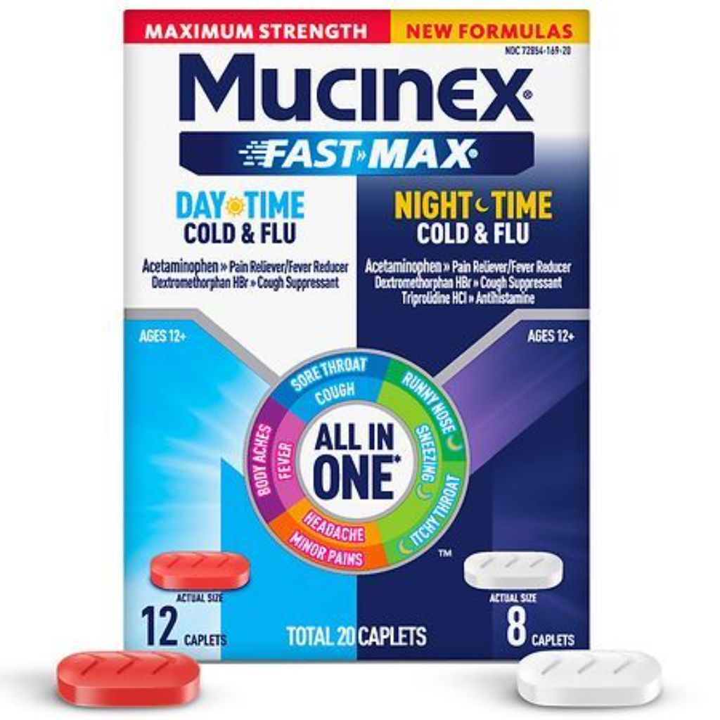Mucinex Fast-Max Maximum Strength Day & Night Cold and Flu Medicine - 20 Fast-Release Caplets