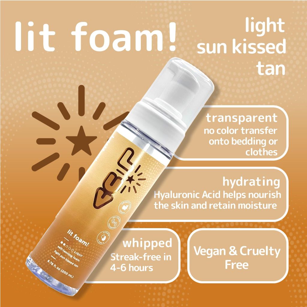 L-UV Lit Foam! Self-Tanning Foam - Light Sun Kissed Tan.