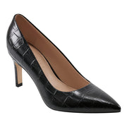 Marc Fisher LTD Women's Genni Pump, Black Croco Leather- size 6