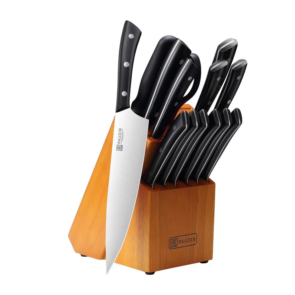 PAUDIN Knife Block Set, 15-Piece Knife Set with Block
