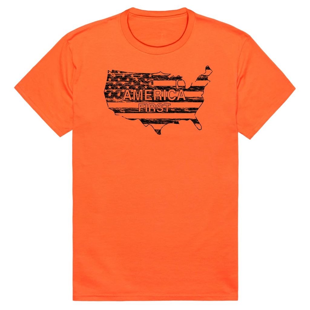 Rapiddominance America Tees - America First T-Shirt (Orange, Size XL)