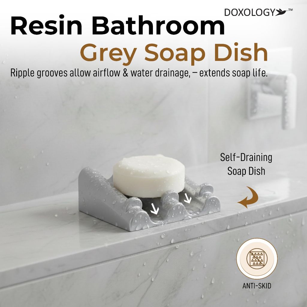 DOXOLOGY Self Draining Soap Dish - Marble Gray