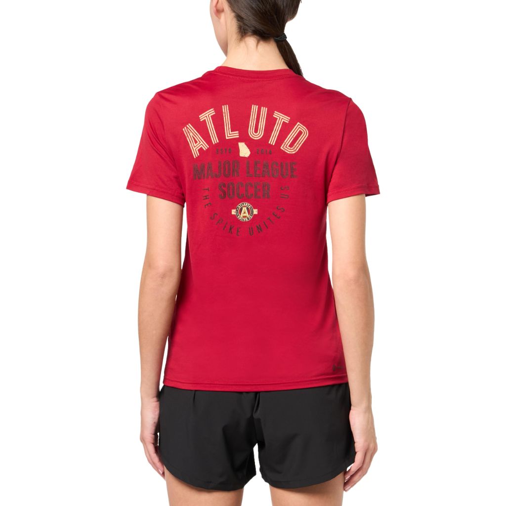 adidas Women's MLS Soccer Pre-Game Short Sleeve T-Shirt - Atlanta United, Team Victory Red (Small Tall)
