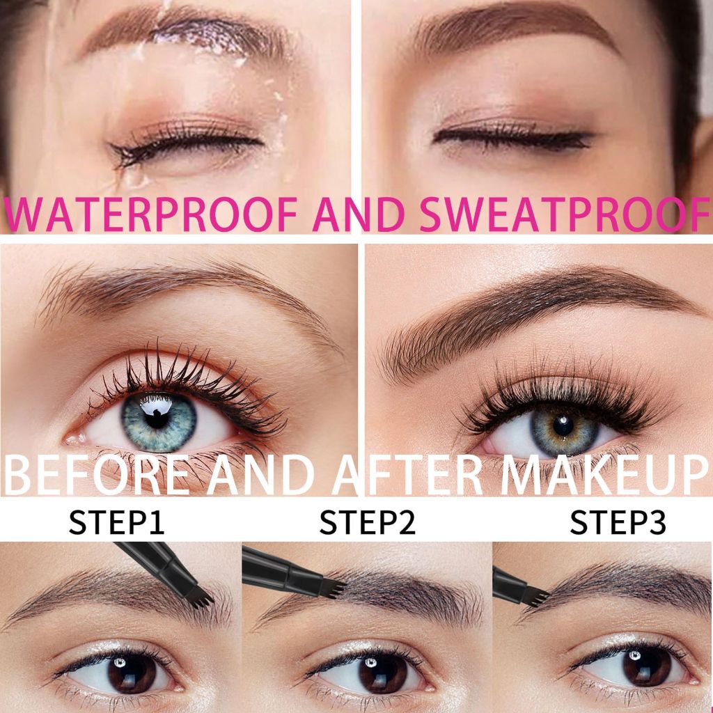 Yanqina  4 Micro-Fork Tip Precision Eyebrow Pencil Waterproof 24H #2 Dark Brown