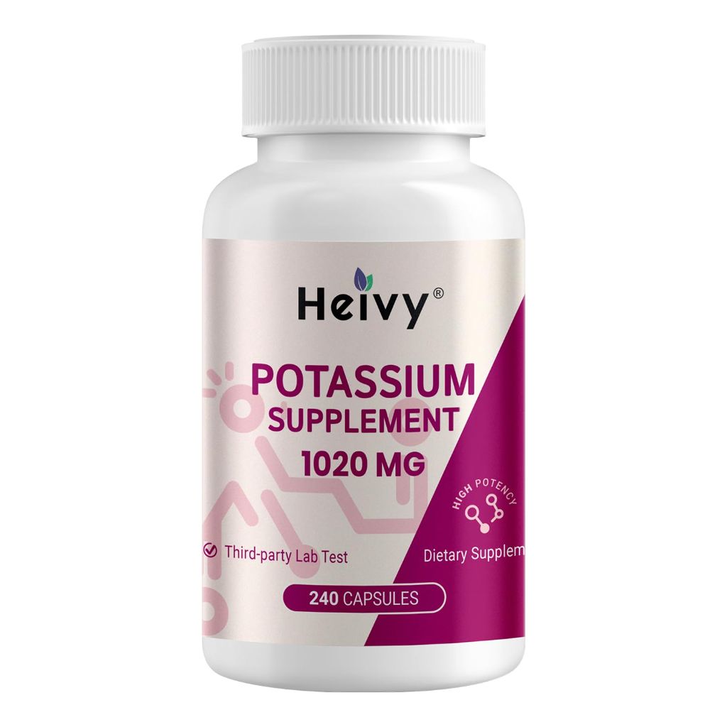Heivy Potassium Supplement 1020 mg, Potassium Bicarbonate to Supports Muscle Function,  240 Veg Capsules