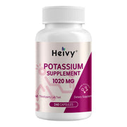 Heivy Potassium Supplement 1020 mg, Potassium Bicarbonate to Supports Muscle Function,  240 Veg Capsules