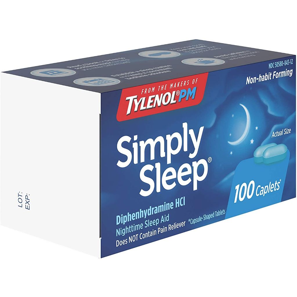 Tylenol Simply Sleep Nighttime Sleep Aid (25 mg), 100-Count Caplets
