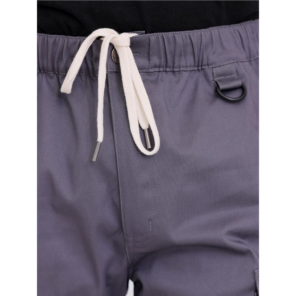 WORK IDEA Men's Cargo Shorts Cotton Drawstring Stretch Short Relaxed Fit, Grey, M