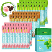 Mini Mouthwash Kit,Travel Size Portable Fresh Breath Mouth Wash,Coffee Peach Mint Flavor, 60 Individual Disposable Mouthwash Packs for Oral Care