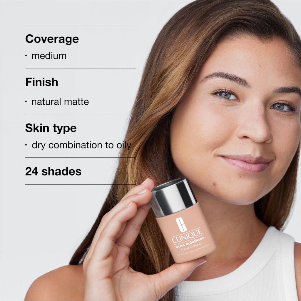 Clinique Acne Solutions Liquid Foundation Makeup  Natural Matte Finish, Espresso, 1.0 Fl Oz