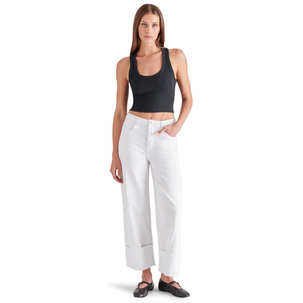 Steve Madden Women's Noeli Wide-Leg Cuffed Jeans - White, Size 24