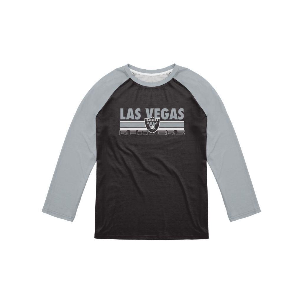 SZ M, Las Vegas Raiders NFL Men's Colorblock Wordmark Raglan T-Shirt