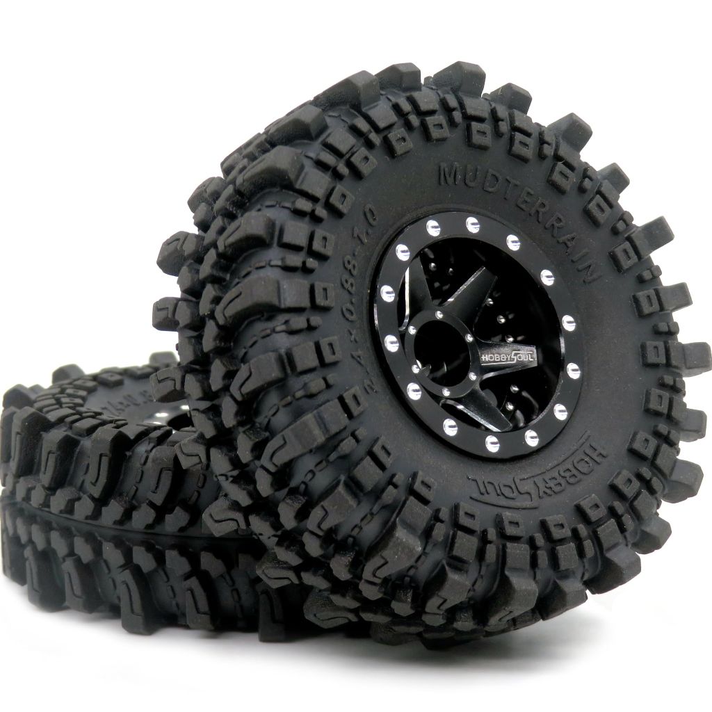 HOBBYSOUL 61mm Soft Sticky 1.0 tires & Adjustable Offset 1.0 beadlock wheels