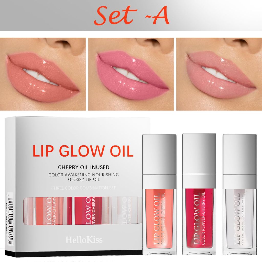 Gavacy Ultimate Luxe Lip Oil Set – 3 Hydrating Fruit-Flavored Oils  (SET A)