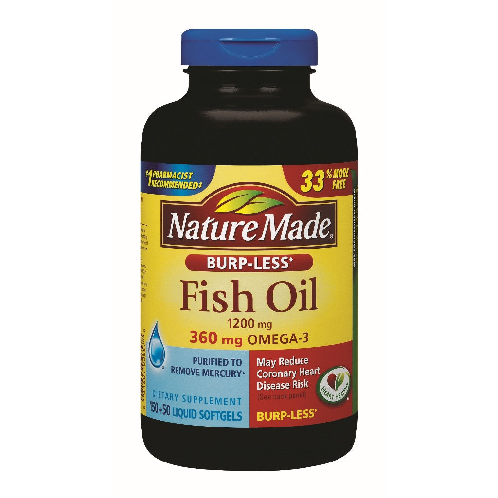 Nature Made Fish Oil 1200mg + Vitamin D 1000 IU Liquid Softgels - 200ct