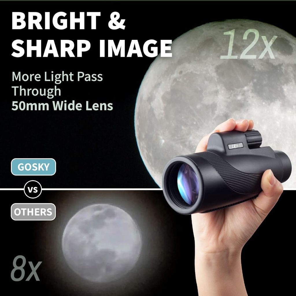 Gosky Titan 12X50 Monocular Telescope with Smartphone Holder