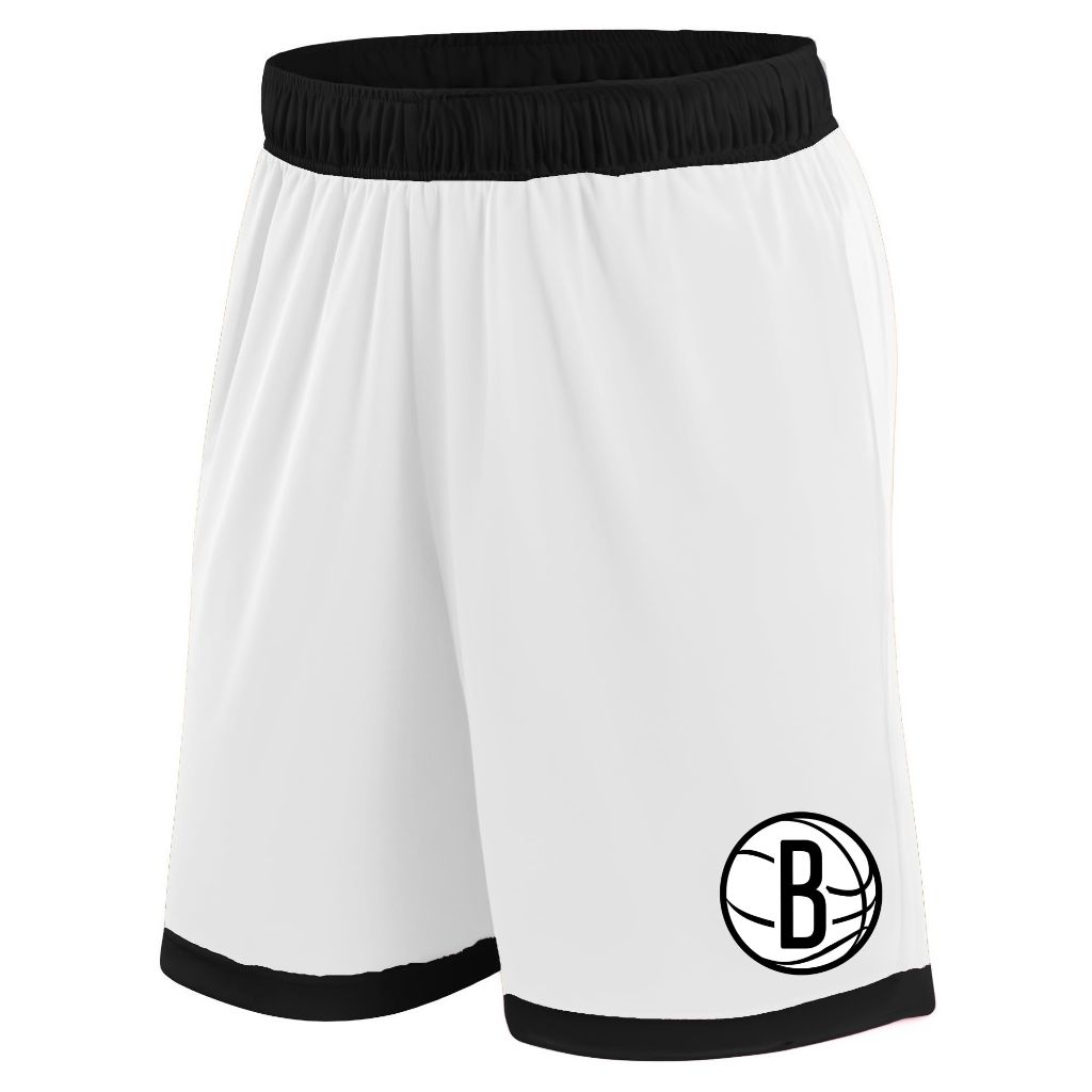 SZ L 14-16, NBA Youth 8-20 Official Trouble on the Court Performance Shorts ( Brooklyn Nets White)