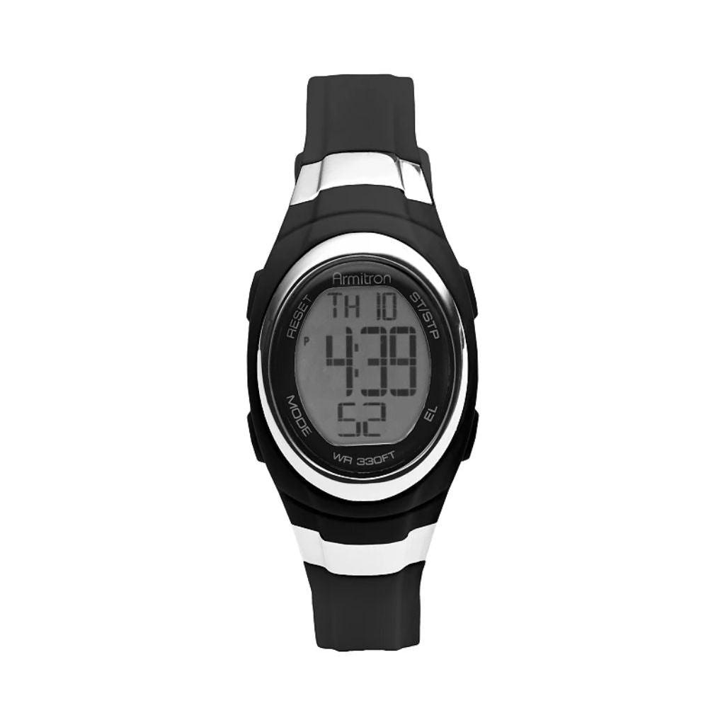Armitron Unisex 45mm Black Resin Strap Chronograph Digital Wristwatch  Black