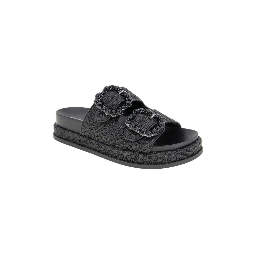 BCBGeneration Women's Bexxi Raffia Slide Sandal - Black, Size 11
