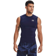 SZ XL, Under Armour Men's Heat Gear Compression Sleeveless T-Shirt , Midnight Navy / White