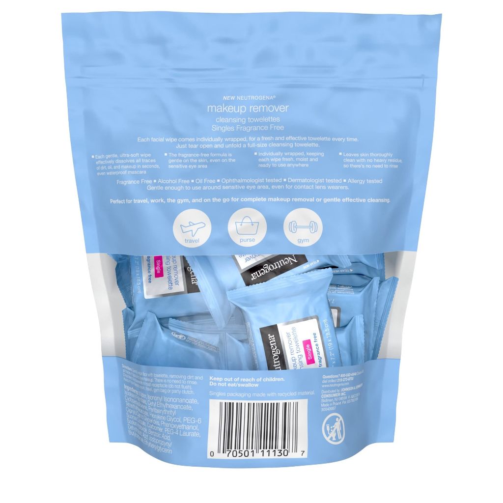 Neutrogena Fragrance-Free Makeup Remover Cleansing Towelette Singles | 20 ct